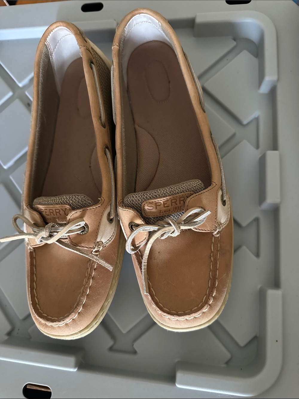 Sperry Women's Light Brown Leather Boat Moccasins